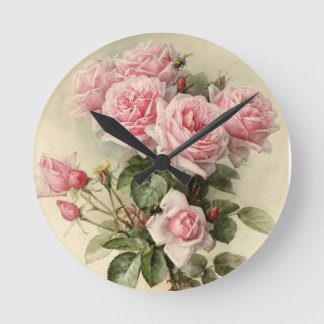 Horloge Ronde Shabby Chic Rose Roses victoriens