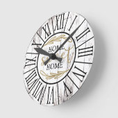 Horloge Ronde Shabby White Wood Country Farmhouse Home Sweet (Angle)