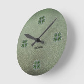 Horloge Ronde Shamrock Colover  St.Patrick`s Day Green Leather  (Angle)