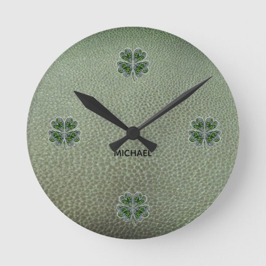 Horloge Ronde Shamrock Colover  St.Patrick`s Day Green Leather  (Recto)