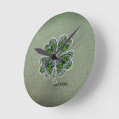 Horloge Ronde Shamrock Colover St.Patrick`s Day Green Leather (Angle)