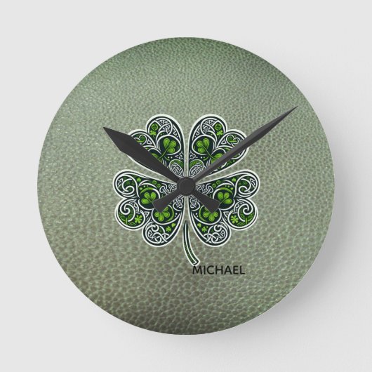 Horloge Ronde Shamrock Colover St.Patrick`s Day Green Leather (Recto)