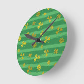 Horloge Ronde shamrock d'or st patrick (Angle)