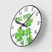 Horloge Ronde Shamrock Vert D'Irlande (Angle)
