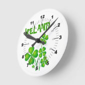 Horloge Ronde Shamrock Vert D'Irlande (Angle)
