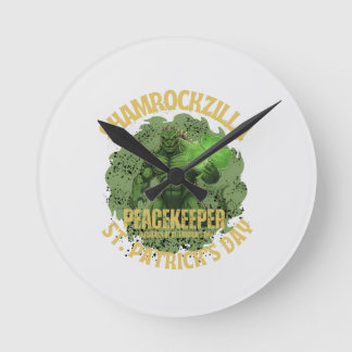 Horloge Ronde Shamrockzilla Peacekeeper : Kaiju de la Saint-Patr