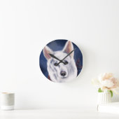 HORLOGE RONDE SHEPHERD ALLEMAND BLANC (Maison)