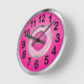 Horloge Ronde Shiny Pink and Silver Metal (Angle)
