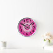 Horloge Ronde Shiny Pink and Silver Metal (Maison)