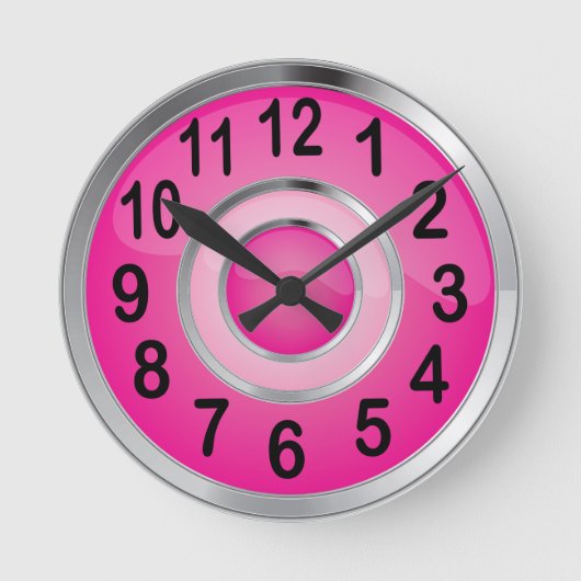 Horloge Ronde Shiny Pink and Silver Metal (Recto)