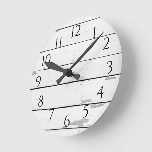 Horloge Ronde Shiplap Coastal Rustic (Angle)