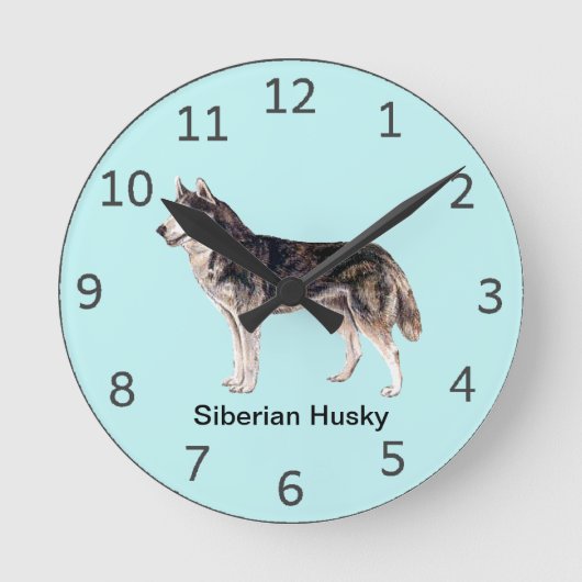 Horloge Ronde Siberian Husky Dog Clock (Recto)