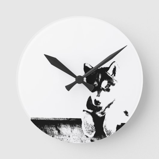 Horloge Ronde Siberian Husky Puppy (Recto)