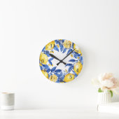 Horloge Ronde Sicilian Lemon Tiles Pattern Mediterranean Dolce  (Maison)