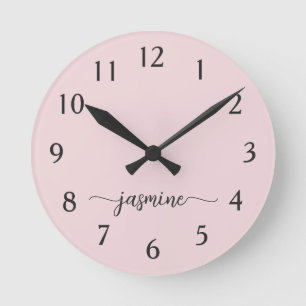Horloge Ronde Signature de nom en monogramme minimaliste et fémi
