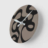 Horloge Ronde Signaux éloignés : Noir Abstrait et gris (Angle)