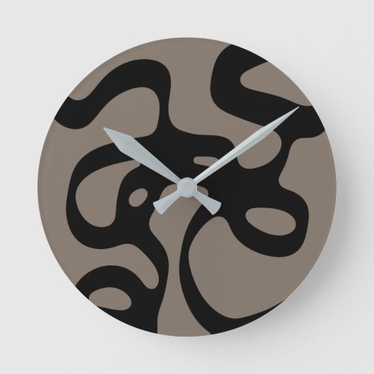 Horloge Ronde Signaux éloignés : Noir Abstrait et gris (Recto)