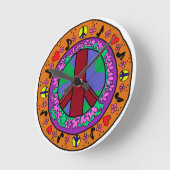 Horloge Ronde Signe de paix (Angle)