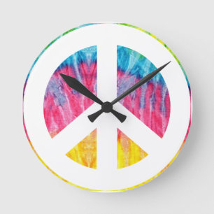 Horloge Ronde Signe de paix hippie 24h/24