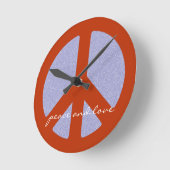 Horloge Ronde signe de paix, hippie rétro (Angle)