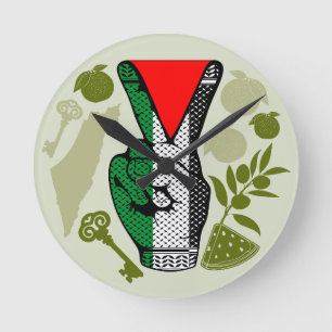 Horloge Ronde Signe de Victoire Main Résistance Symbole Triangle