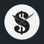 Horloge Ronde Signe dollar| Alphabet de gabarit simple<br><div class="desc">Signe en dollars noirs en style stylo vintage sur arrière - plan blanc.
Cliquez sur le bouton "customiser" pour personnaliser le design en choisissant la couleur que vous voulez et même ajouter votre propre texte.

Les articles correspondants sont également disponibles en magasin.</div>