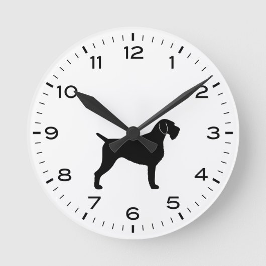 Horloge Ronde Silhouette À poils durs allemande Pointer Dog (Recto)