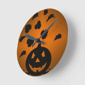 Horloge Ronde Silhouette citrouille et Feuille (Angle)