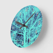 Horloge Ronde Silhouette d'arbre vert (Angle)