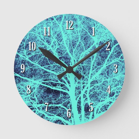 Horloge Ronde Silhouette d'arbre vert (Recto)