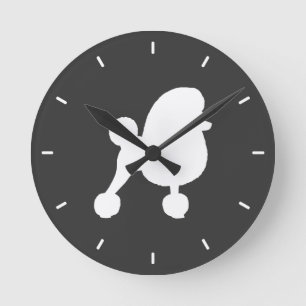 Horloge Ronde Silhouette de Caniche Jouet Blanc