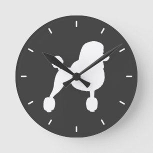 Horloge Ronde Silhouette de caniche standard blanc