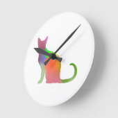 Horloge Ronde Silhouette de Cat d'aquarelle (Angle)