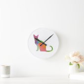 Horloge Ronde Silhouette de Cat d'aquarelle (Maison)