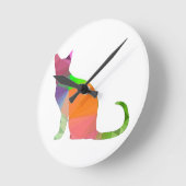 Horloge Ronde Silhouette de chat en Low Poly (Angle)