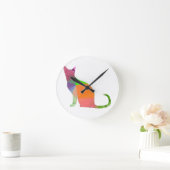 Horloge Ronde Silhouette de chat en Low Poly (Maison)