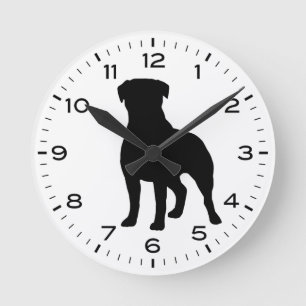 Horloge Ronde Silhouette de chien Rottweiler