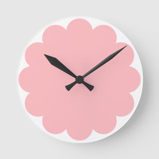 Horloge Ronde Silhouette de fleur rose pastel mignonne minimalis (Recto)