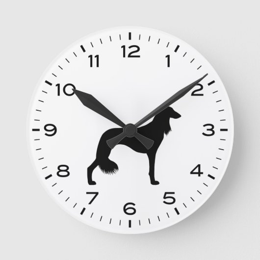 Horloge Ronde Silhouette de race de chien Saluki (Recto)