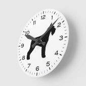 Horloge Ronde Silhouette de race de chien Schnauzer géant (Angle)
