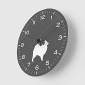 Horloge Ronde Silhouette de Samoyed Dog (Angle)