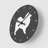 Horloge Ronde Silhouette de Samoyède (Angle)