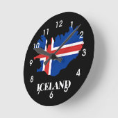 Horloge Ronde Silhouette d'Islande, drapeau, (Angle)
