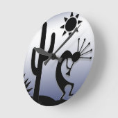 Horloge Ronde Silhouette Kokopelli (Angle)