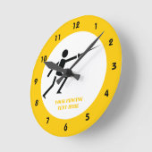 Horloge Ronde Silhouette noire Fencer avec clôture d'épée person (Angle)