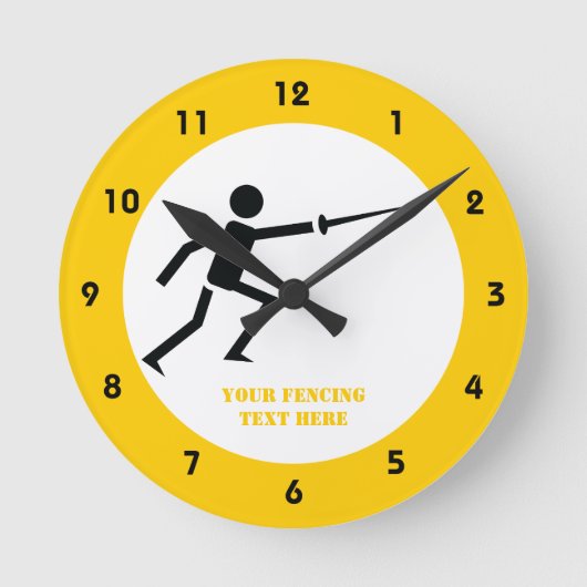 Horloge Ronde Silhouette noire Fencer avec clôture d'épée person (Recto)