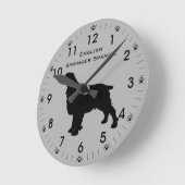 Horloge Ronde Silhouette personnalisée d'English Springer Spanie (Angle)
