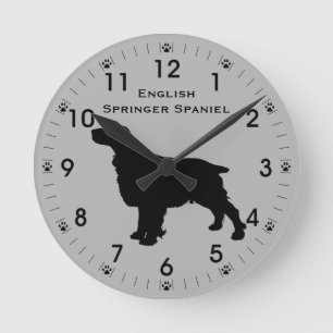 Horloge Ronde Silhouette personnalisée d'English Springer Spanie
