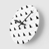 Horloge Ronde Silhouettes De Chats Noirs Et Blancs (Angle)
