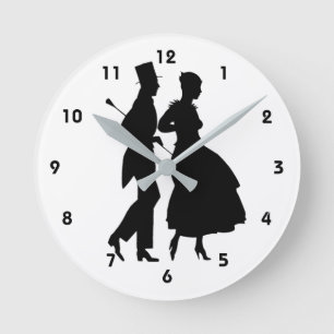 Horloge Ronde Silhouettes Élégantes Homme Et Femme